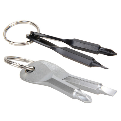 Outdoor multi-functional tool, slotted cross screwdriver, screwdriver bit, screwdriver keychain
