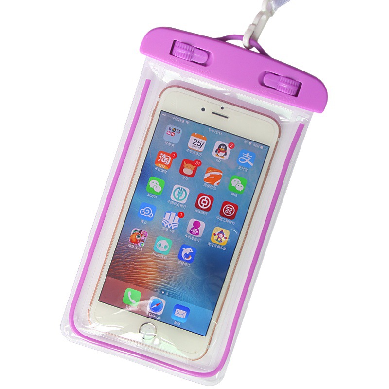 Large Luminous Mobile Phone Waterproof Bag Transparent PVC Touchscreen Beach Waterproof Case Outdoor Diving Mobile Phone Waterproof Bag