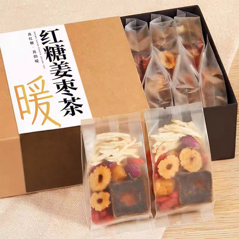 Brown Sugar Ginger Jujube Tea for Menstrual Care, Small Package of Red Dates and Wolfberry, Essential for Cooling and Warming the Body, Ginger Jujube Tea with Real Ingredients