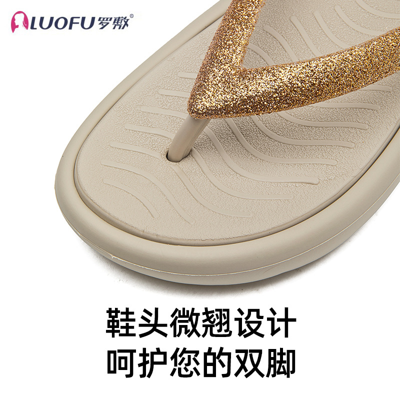 Chanclas de suela gruesa Luo Fu para mujer, chanclas antideslizantes de moda de verano, zapatos de playa, sandalias de mujer de tacón alto