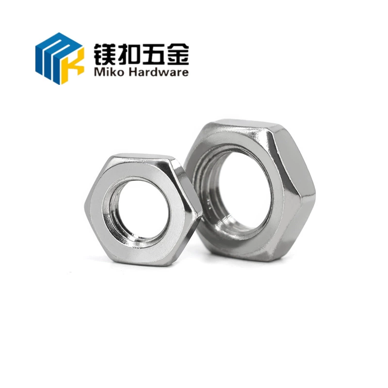 В наличии Поставка 304 нержавеющая сталь Шестигранная тонкая гайка тонкая Шестигранная гайка