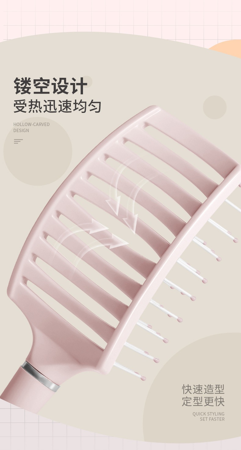 Macaron Curved Scalp Massage Comb Set for Men Volumizing Styling and Curl Shaping 3 Piece Combo in use