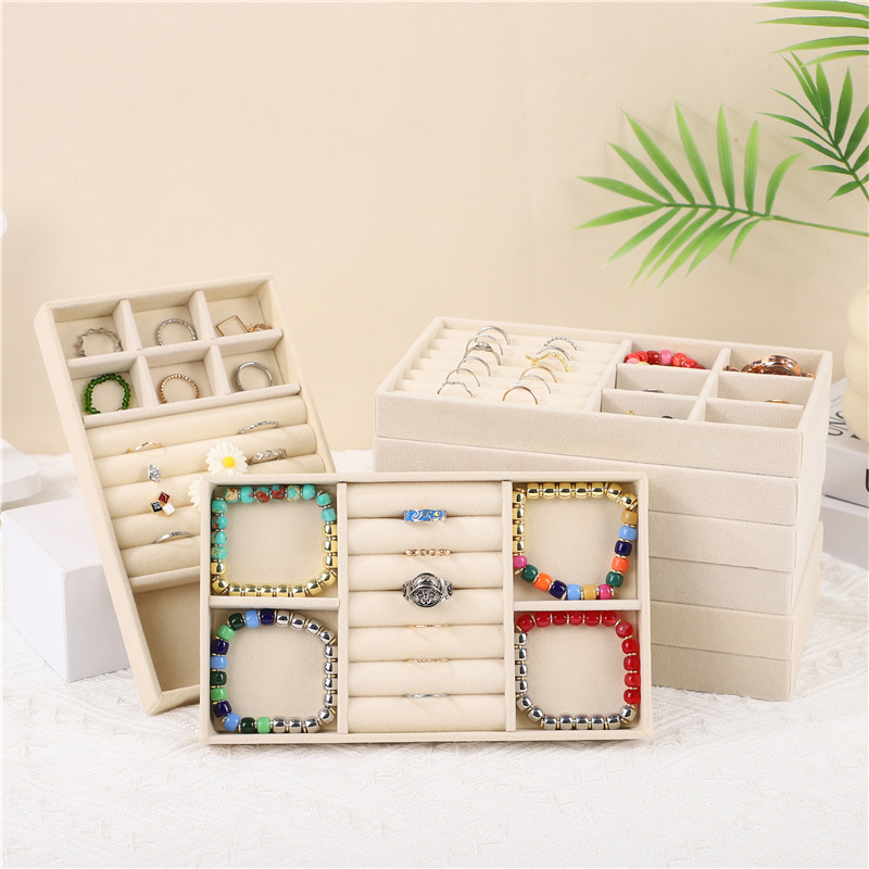 Bracelet Jewelry Box Flannel Ring Box Four-piece Set suit Jewelry Display Stand Drawer Jewelry Storage Box