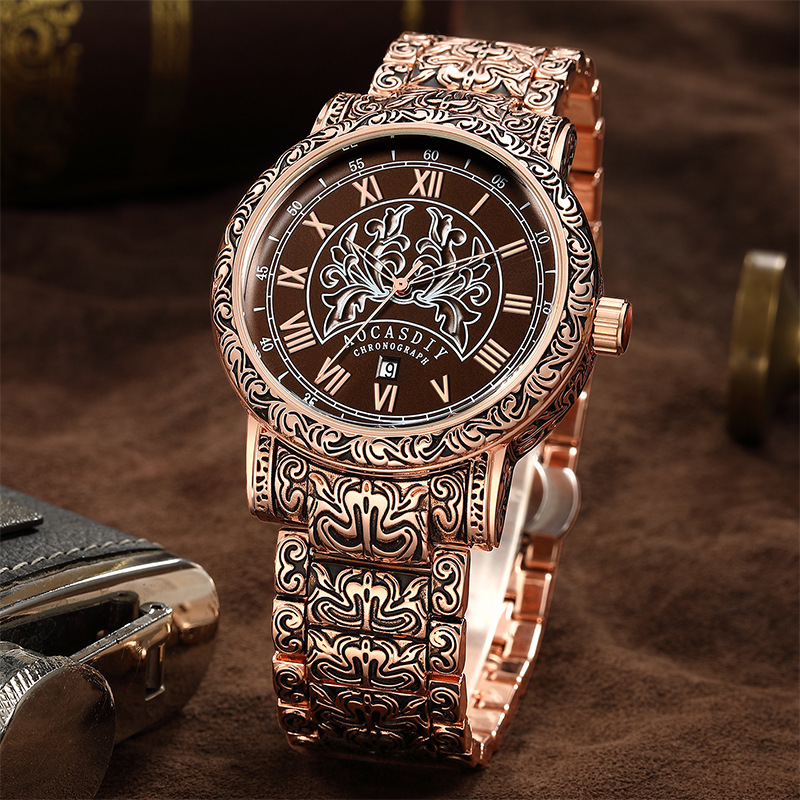 Orologio al quarzo vintage uomo design retro di lusso versatile_voghion.com
