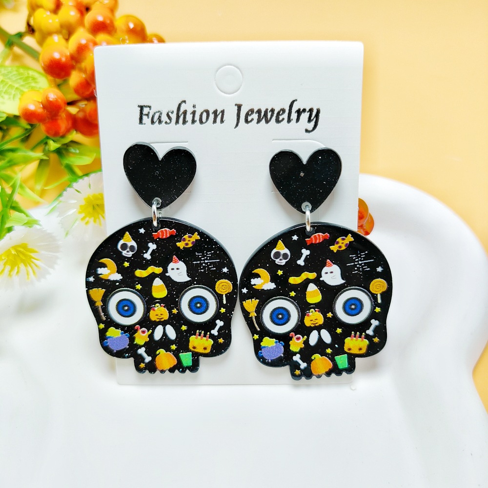 8g Weight 304 Stainless Steel Ear Needle Material Drop Earrings Classification 1 Pair Quantity Holiday, Daily Occasion Acrylic Material Halloween Festival Geometric, Pumpkin, Butterfly Pattern Women's Gender Casual, Simple Style Style 1 Pair Casual Simple Style Geometric Pumpkin Butterfly Arylic Drop Earrings 2