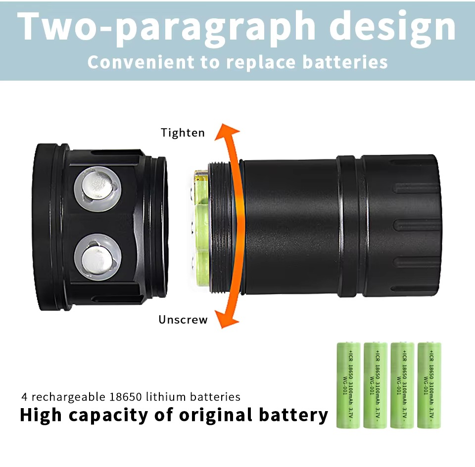 High-Power Professional Underwater 27 Led Photography Light High-Brightness Light 20000 Lumens Diving Flashlight 100m Waterproof