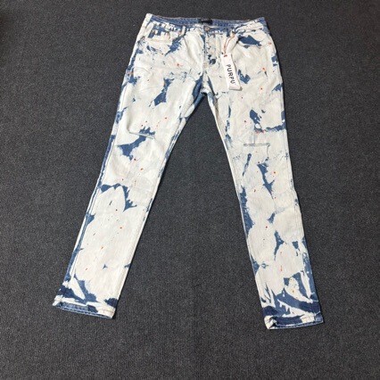 High Street Jeans with Slight Flare, Cross-Border Foreign Trade P Brand New Elastic Pu Splash-Ink Men's Miscellaneous Style Temu Pants