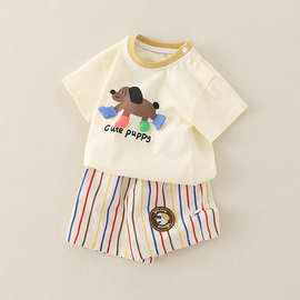 2025夏季网红宝宝衣服男女宝宝套装两件套t恤短裤套装宝宝衣服夏
