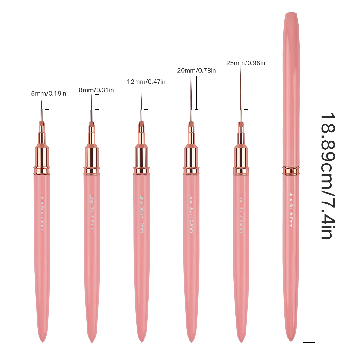 Bolígrafo de uñas transfronterizo, varilla de metal, traje rosa, hilo de dibujo extremadamente fino, tallado y pintura, fábrica de herramientas de uñas profesionales al por mayor
