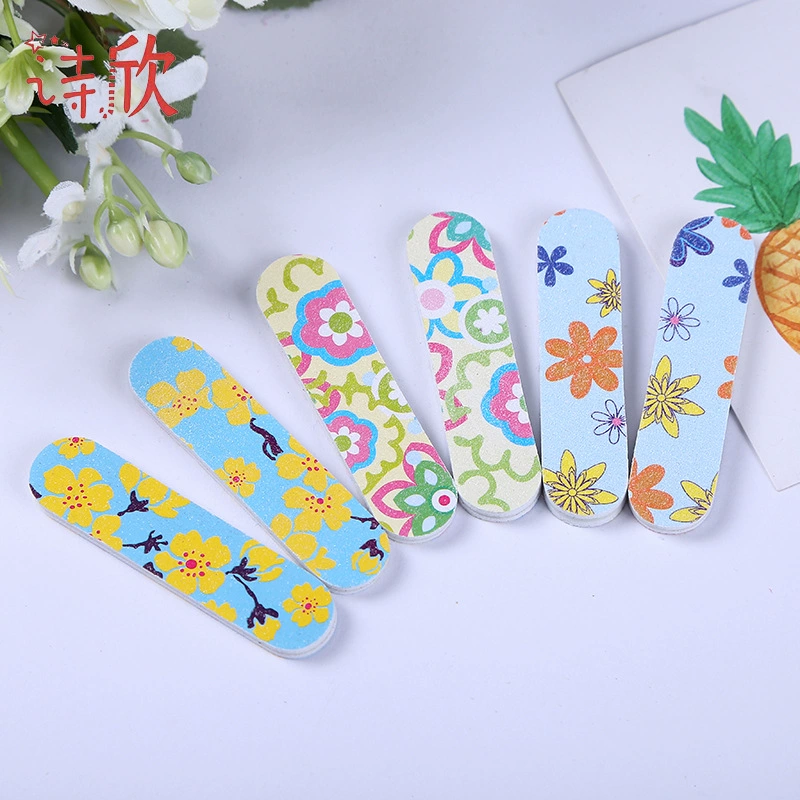 Миниатюрная компактная пилка для ногтей, полировальная полоска, короткая прямая пилка с принтом, оптовая продажа от производителя, 6 см