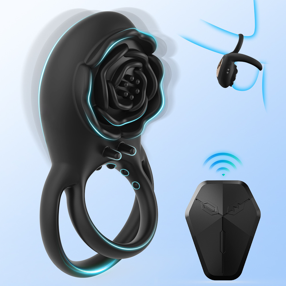 Rose Wireless Remote Vibrating Ring Prostate Massager, 8-Frequency Silicone Cock Ring — detail image 8