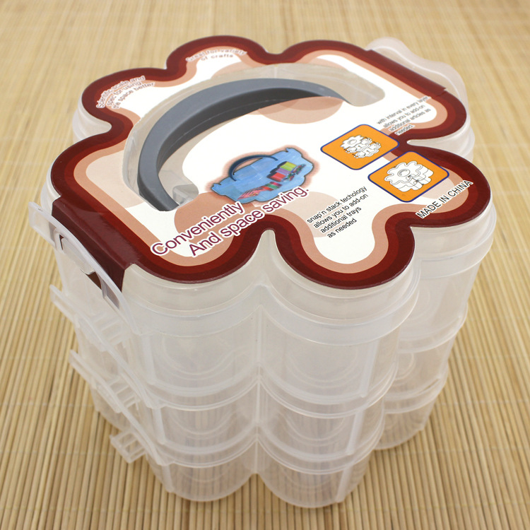 梅花型手提式三层收纳盒收纳箱整理箱工具箱首饰盒饰品盒