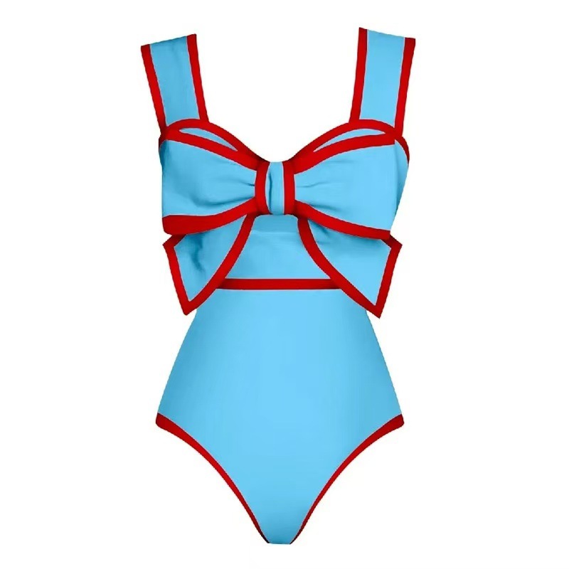 Modischer Damen Badeanzug Mit Schleife Und Rock Im Retro Design_voghion.com