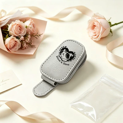 Cross-border bestseller sunglasses holder, creative car sun visor storage, gray heart-shaped kitten car glasses clip (Car Glasses Clip/Bill Clip) - heart-shaped-kitten-car-glasses-clip