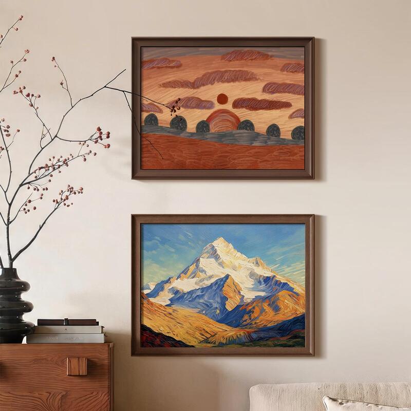 Sunrise over the Golden Mountain Restaurant Wall Decoration Painting, Vintage Style, Sunrise in the East, High-End 2026 New Model Mural for Living Room Entrance Sunrise over the Golden Mountain Restaurant Wall Decoration Painting, Vintage Style, Sunrise in the East, High-End 2026 New Model Mural for Living Room Entrance