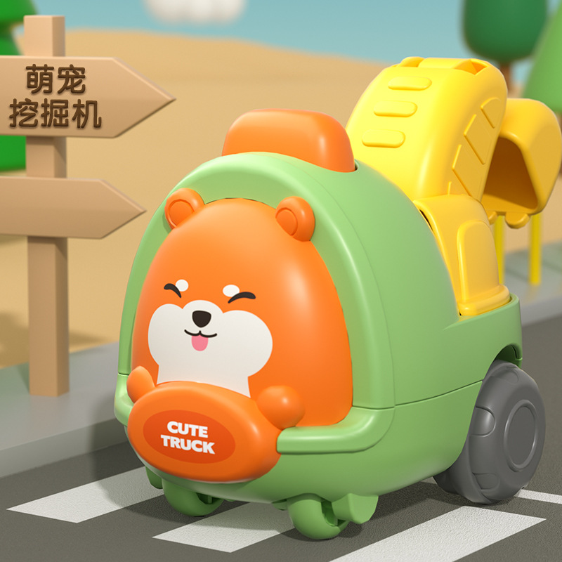 Lindo y divertido coche de ingeniería inercial para niños, excavadora, coche de animales, coche de juguete, patio de recreo, puesto de regalo al por mayor