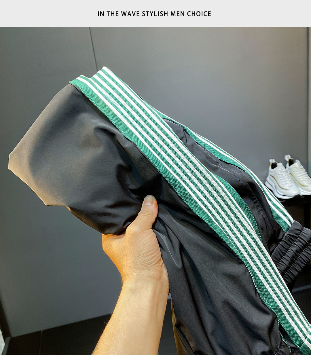 Herren Sweatpants Gestreift Aus Eisseide Für Den Sommer Sportlich_voghion.com