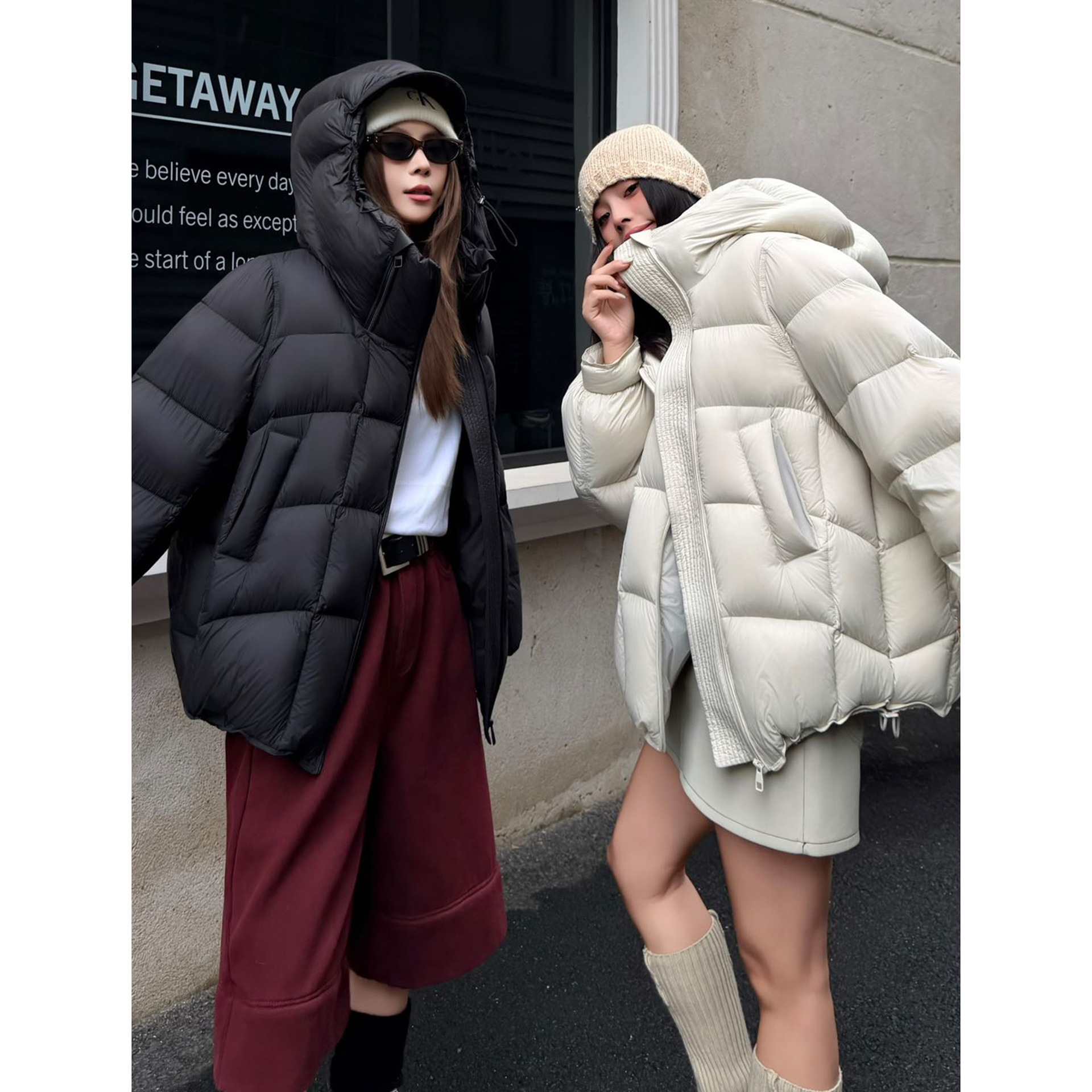 Rongtai 90 White Duck down High Weight Fluffy Warm Hooded down Jacket Women's New Winter Style Age-Reducing Jacket