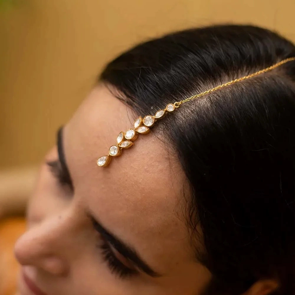 Трансграничная новая цепочка волос с капельками воды простой традиционный индийский свадебный головной убор