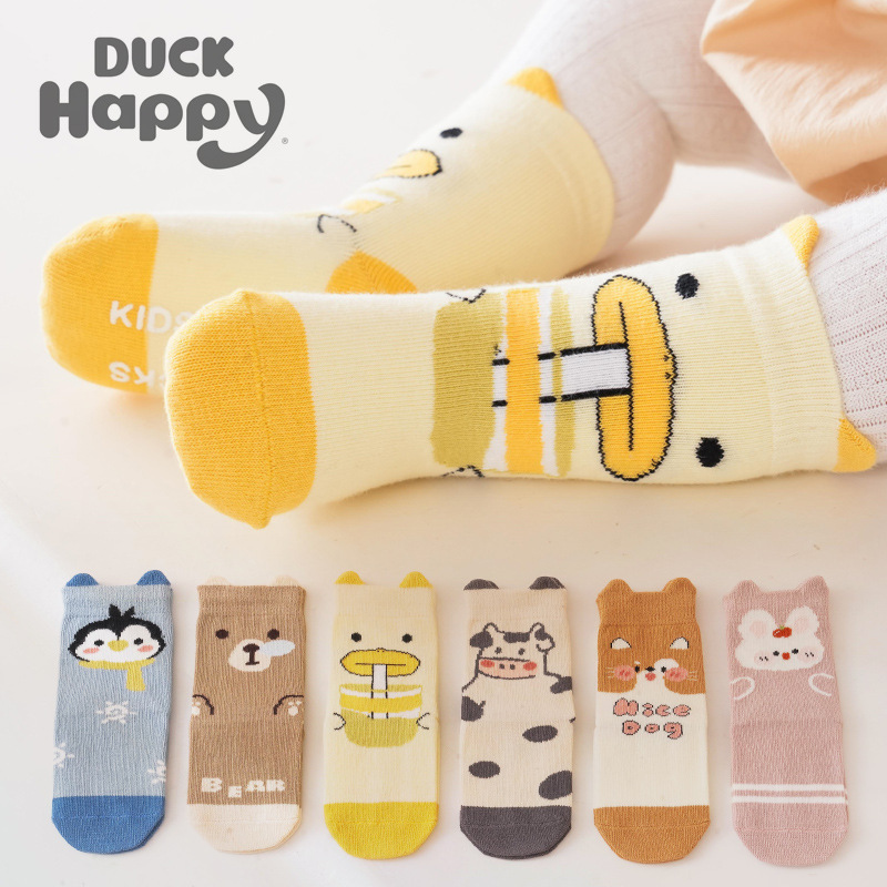 2023 otoño e invierno animales orejas calcetines planos niños calcetines de dibujos animados niños y niñas lindos calcetines de algodón calcetines de bebé al por mayor