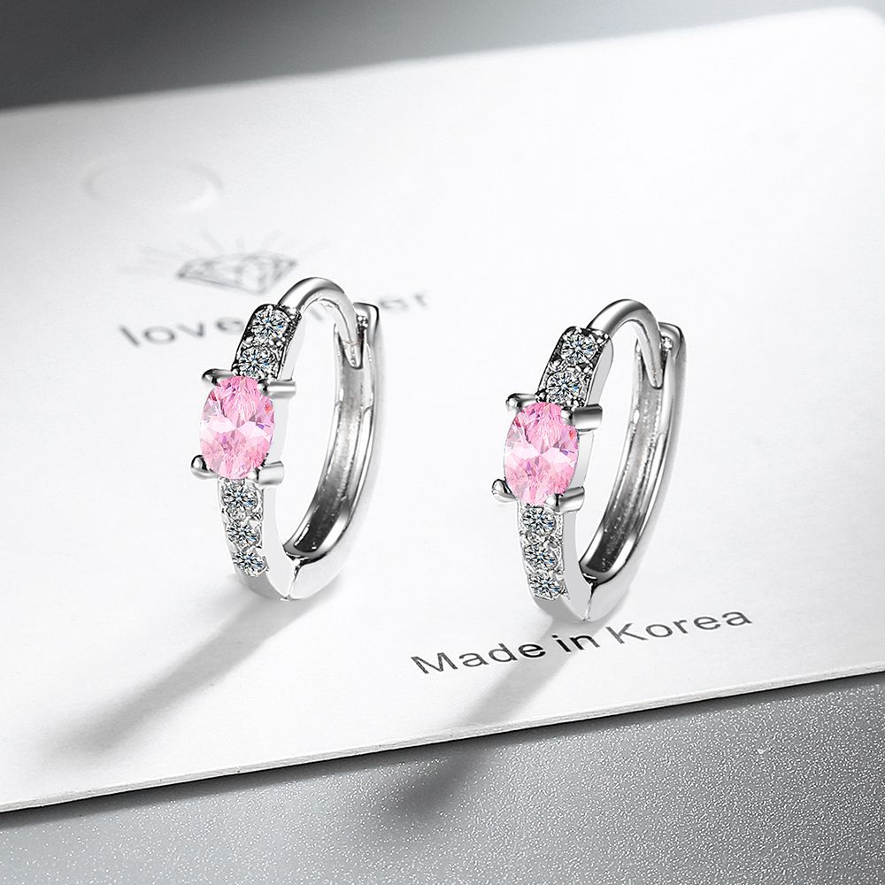 5g Weight Copper Ear Needle Material Zircon Inlay Material Earrings Classification 1 Pair Quantity Holiday, Daily Occasion Copper Material Oval Pattern Women's Gender Inlay Design Simple Style, Shiny Style 1 Pair Simple Style Shiny Oval Inlay Copper Zircon Earrings 7