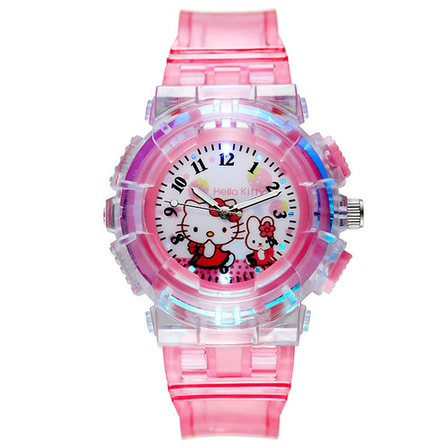 A drop shipping children's toy light-up watch, Kiki Cat, Frozen, Sofia, colorful flashing light wristwatch 