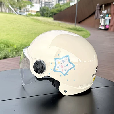 Newly certified electric vehicle motorcycle safety Motosiklet kaskı (dəbilqə) - off-whitehd-short-video-3c-certified-rainproof-one-size-fits-all-unisex-head-circumference-53-60cm
