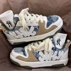 National trend ins Hong Kong style niche letter design moral training shoes men's chic retro cashew flower couple sports skateboard shoes