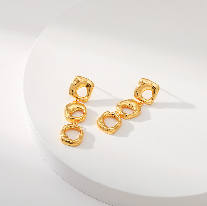 Retro Geometric Copper Hollow Out Drop Earrings 1 Pair