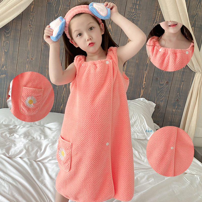 厂家菠萝格浴巾珊瑚绒儿童浴裙吸水加厚家用刺绣比纯棉柔软沙滩巾