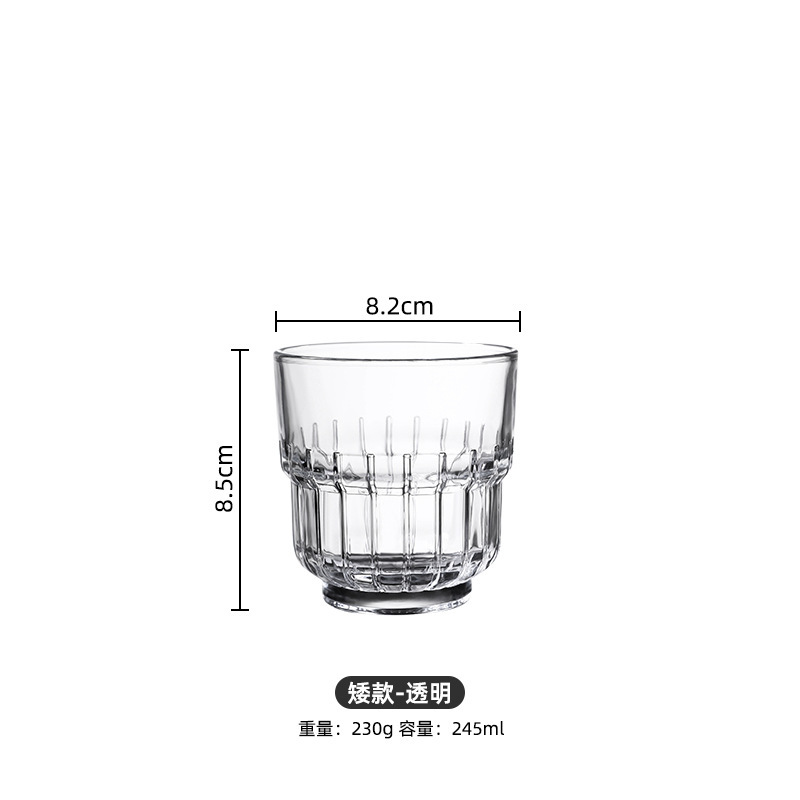 Taza de vidrio resistente al calor taza de café helado taza de bebida taza de soda taza de agua burbujeante taza de jugo de frutas taza de vidrio apilada
