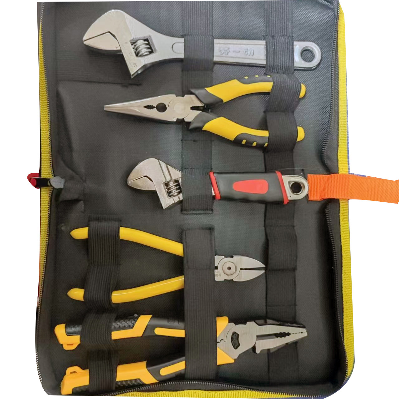 Juego de herramientas multiusos alicates de agua alicates de alambre tijeras de jardín llave ajustable alicates puntiagudos con bolsa de almacenamiento de lona