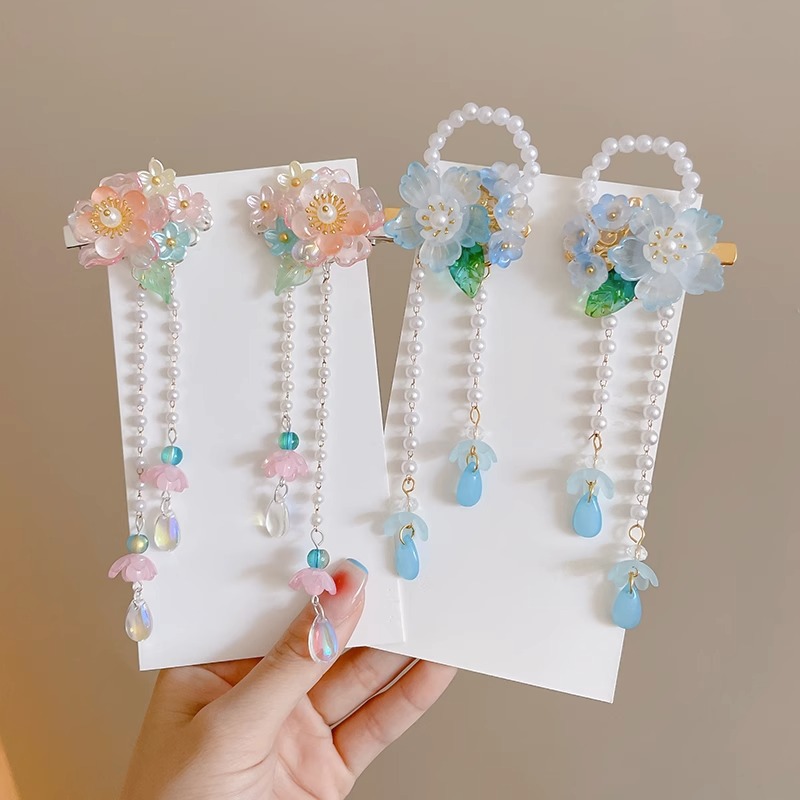 Chica de Hanfu tocado de los niños traje antiguo princesa borla horquilla estilo chino niña paso horquilla clip de pelo