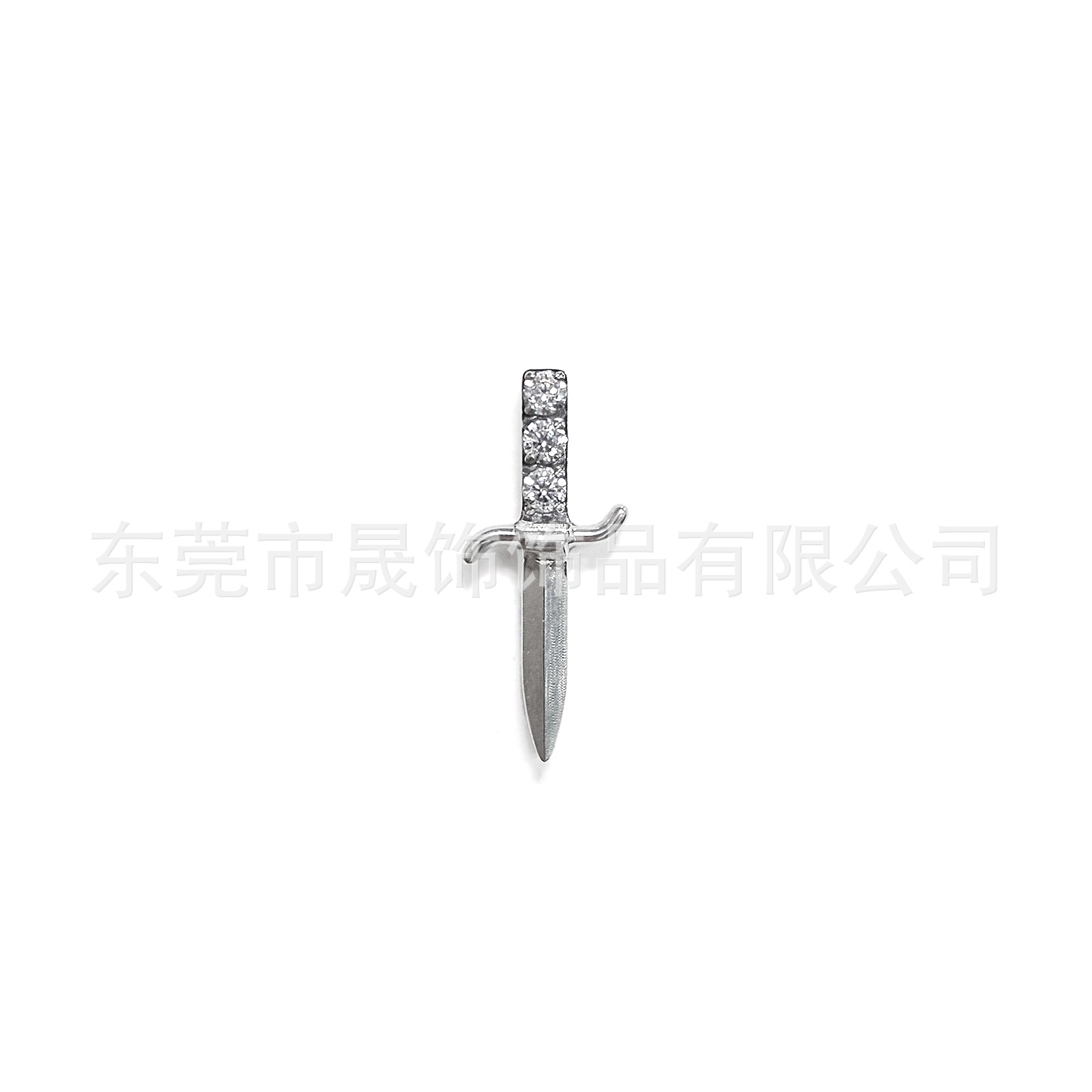 F136钛合金十字宝剑耳钉镶5A锆石耳骨钉G23钛内螺纹穿刺饰品配件