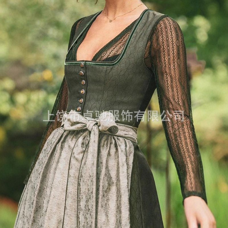 2025 Summer New Amazon European and American Strap Waist Tie Bow Long French Beer Dress 2025 Summer New Amazon European and American Strap Waist Tie Bow Long French Beer Dress