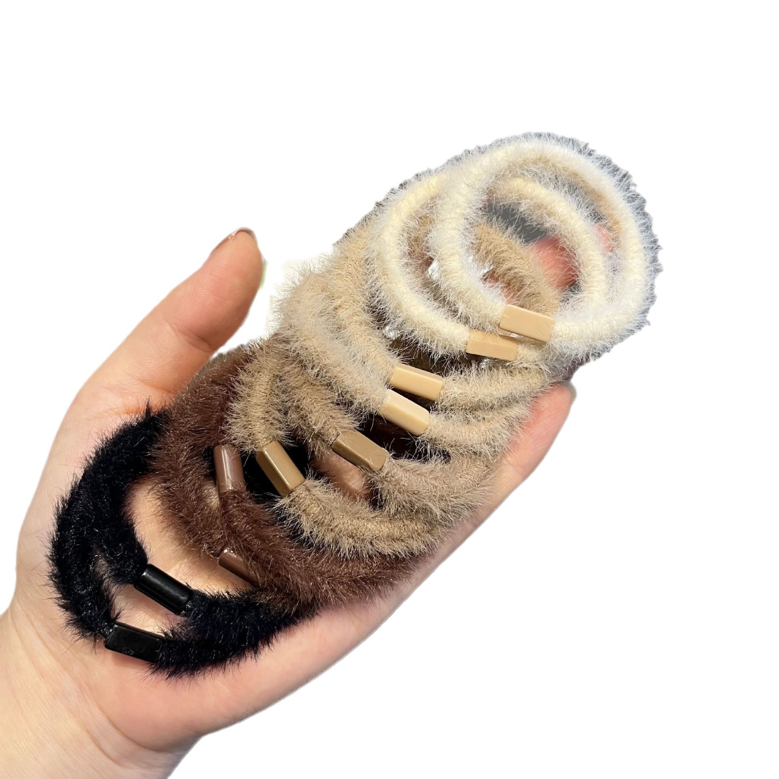 milk brown Mao Mao Hair Rope Simple DIY Handmade Material High Elastic Durable Headwear Autumn and Winter New Mori Style Hair Rope