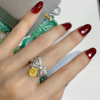 Advanced adjustable brand small design ring with bow, high-quality style, with gem