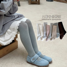 新款宝宝可开档袜子春秋打底裤纯色女童连裤袜儿童白色侧边麻花裤