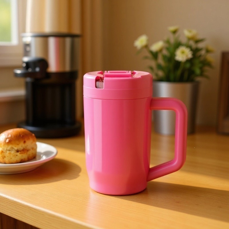 Cross-border nueva generación de 20oz taza de automóvil 304 taza de acero inoxidable taza de aislamiento térmico plegable mango de paja taza de hielo no
