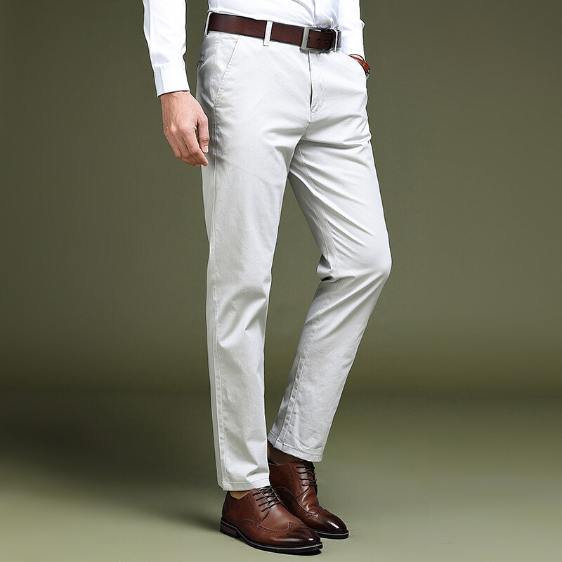 Pantalones de traje casual de algodón para hombres con forro polar slim fit de los hombres de negocios de cercanías rectos sin planchar de color sólido de los hombres pantalones largos