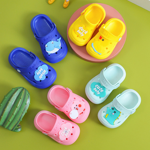Children's Croc Shoes Baotou Infant Boys and Girls Baby Slippers Children's Slippers Summer Indoor Non-Slip Soft Bottom Slippers