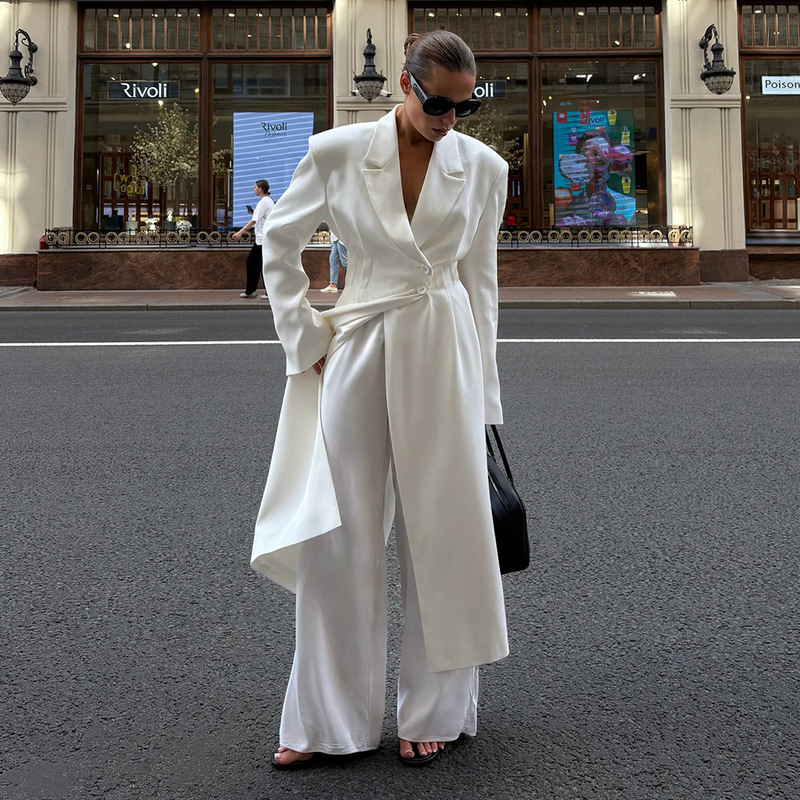 Cross-Border Extended Suit Jacket for Women European and American 2025 Autumn and Winter Waist Slim Suit Fashion Commuter Suit for Women