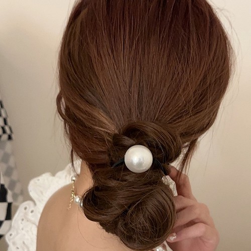Butterfly bow large intestine hair tie high-end sense pearl headband for women autumn and winter  new style temperament Korean high elasticity elastic band