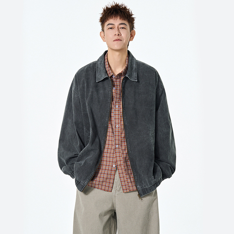 Trendy American-Style Vintage Detroit Workwear Lapel Jacket for Men, Retro Texture, Loose Niche, Skin-Friendly Trendy Coat Trendy American-Style Vintage Detroit Workwear Lapel Jacket for Men, Retro Texture, Loose Niche, Skin-Friendly Trendy Coat