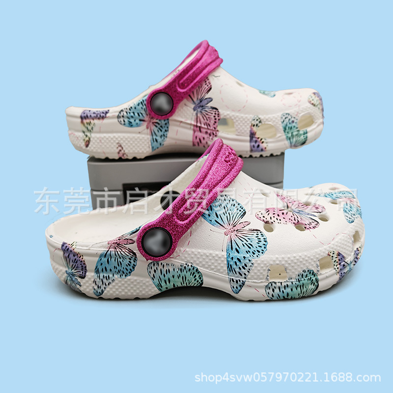 cross新款卡通联名萌露比立体鞋花 儿童防滑洞洞鞋潮流凉鞋|undefined