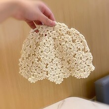 帽子女款春夏手工钩织镂空花朵包头帽透气网眼款复古风针织帽时尚