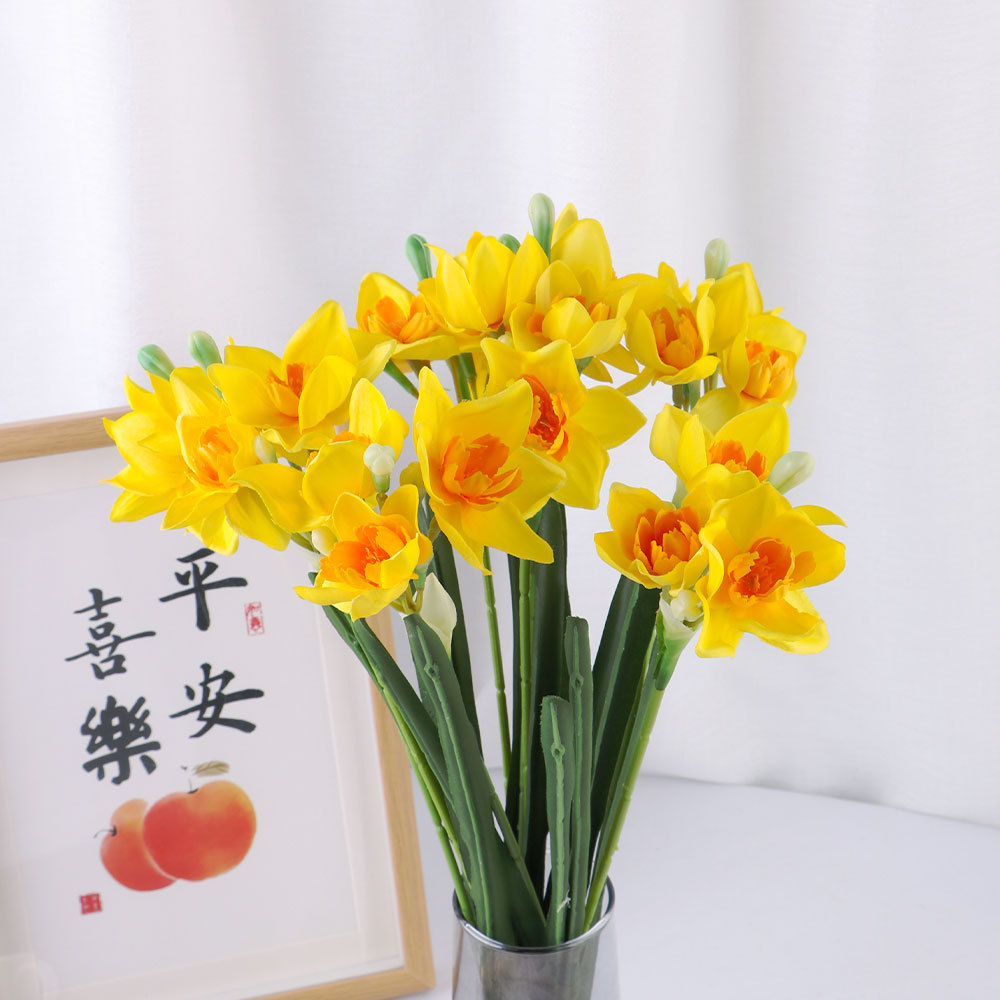Simulated Flower Single Daffodil Flower Bundle Placement Flower Wedding Decoration Home Living Room Dining Table Floral Decoration