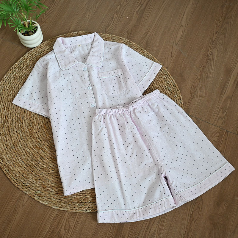 핑크 도트 반팔 반바지