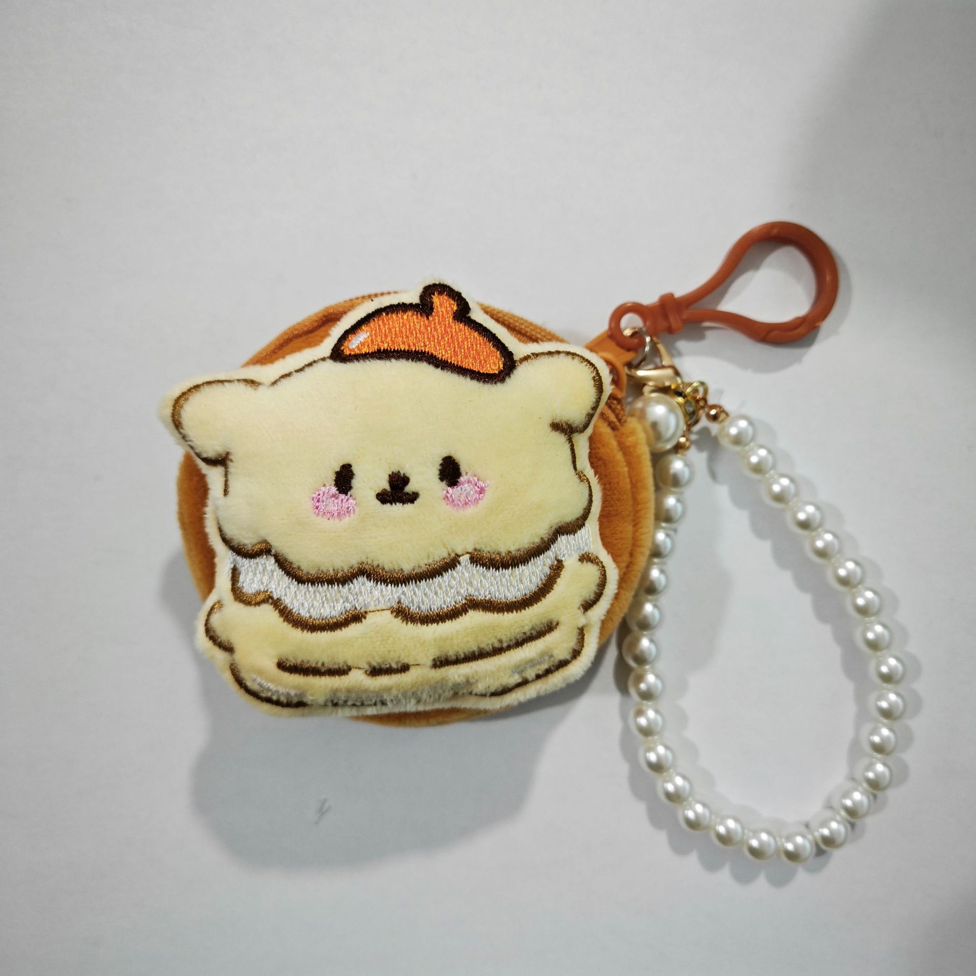 작은 원형 가방 - 햄버거 비즈 체인 스타일 [어스 컬러]