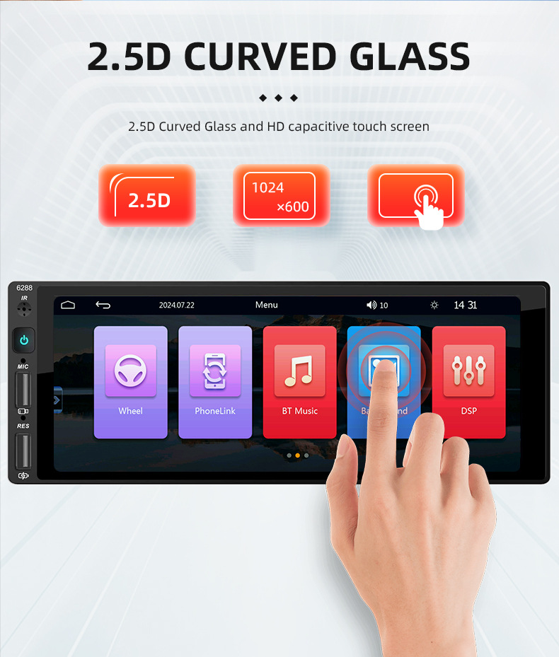 6.9inch Single-Din In-Car Mp5 Player with Navigation, Supports Carplay, Amap Navigation, High-Definition Central Control Large Screen